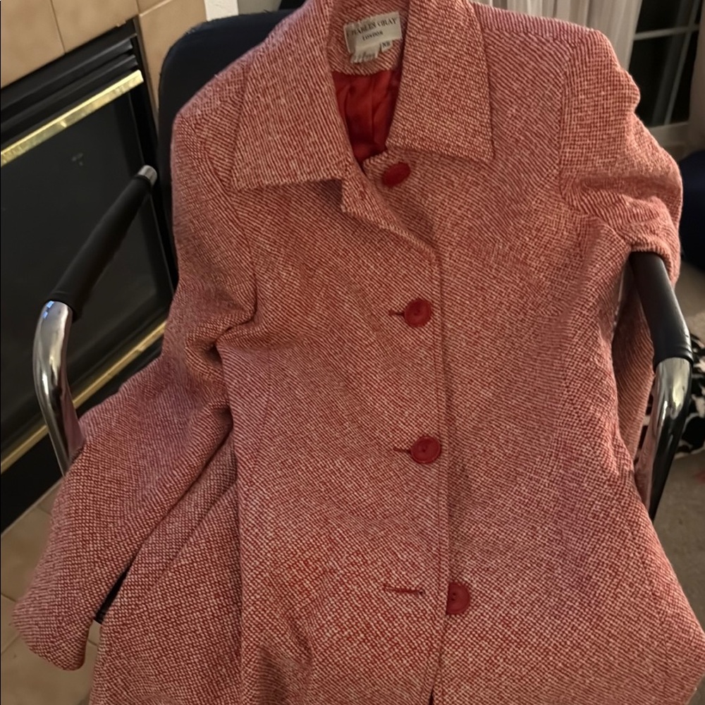 Charlies Red Trench Coat Classic Design